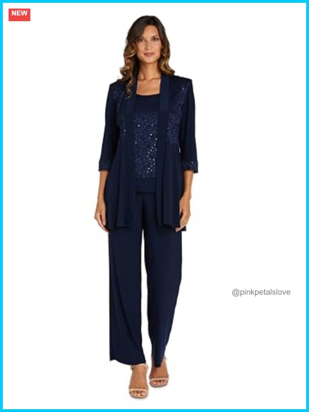 Plus Size Lace Pant Set with Mock Jacket Overlay